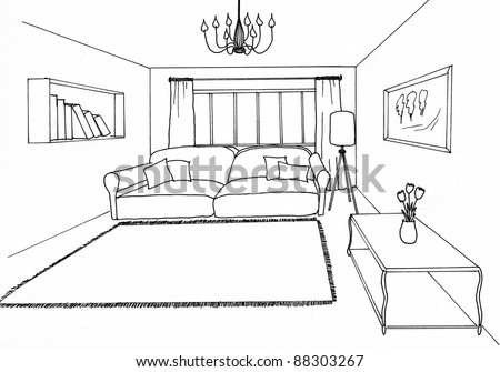 Graphic Sketch, Living Room Stock Photo 88303267 : Shutterstock