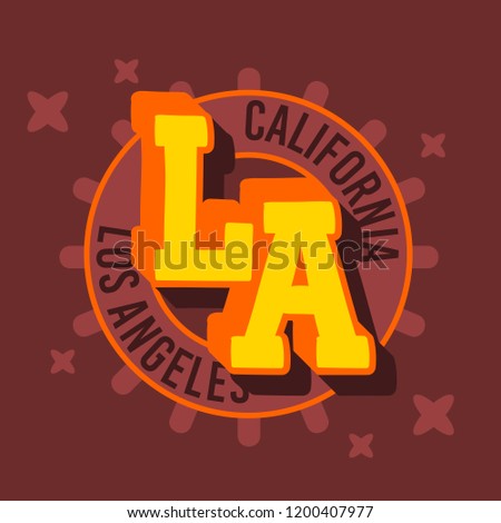 Los Angeles California  Label Sign  Logo  for t shirt or sticker Vector Image Imagine de stoc © 