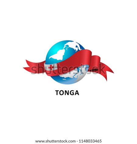 Vector Illustration of a world – world with the tonga flag