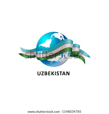 Vector Illustration of a world – world with the uzbekistan flag