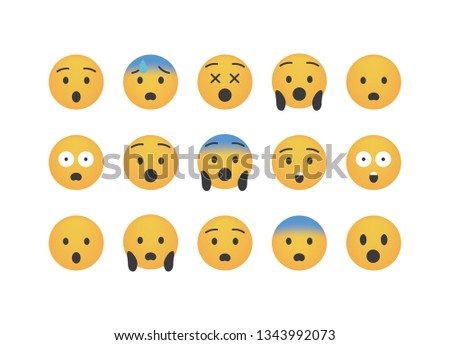 Set of bad surprise  emoticon vector isolated on white background. Emoji vector. Smile icon collection. Reactions icon web.