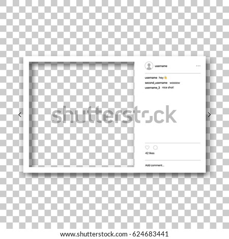 Social network photo frame. Post template framework. Insert your picture. Vector illustration.