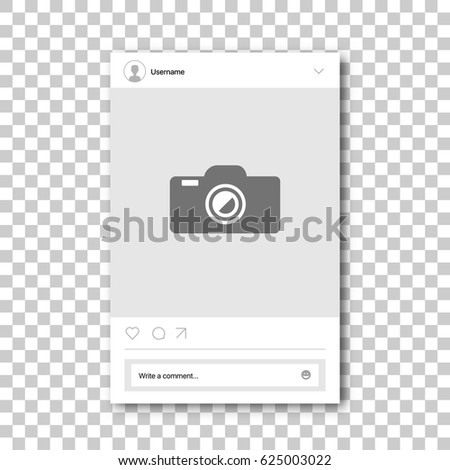 Social network photo frame. Post template framework. Insert your picture. Vector illustration.