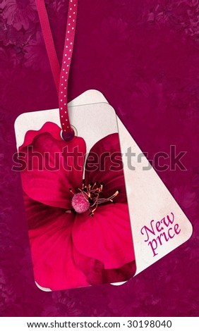 Floral label sale on white background