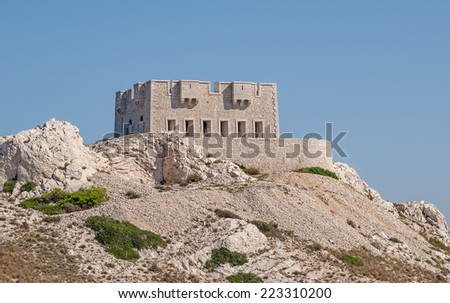 The ancient defense tower on the island \