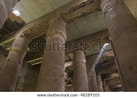 The antique columns of the temple in \