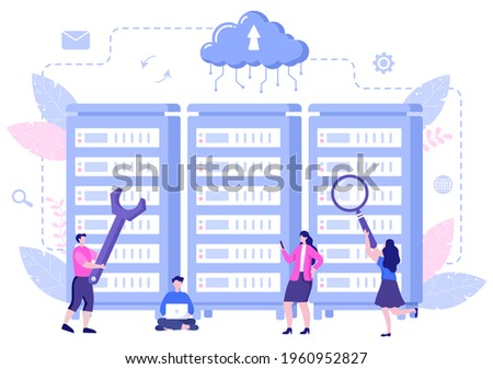 Data Cloud Private Illustration To Access Hosting or Database And Data Protection. Internet Cyber Security Shield Business Concept