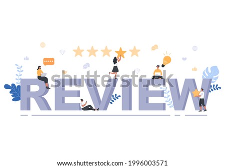 Review Vector Illustration Customer Giving Star with Good or Bad Rate From Feedback, Testimonial, Notification and User Experience Concept