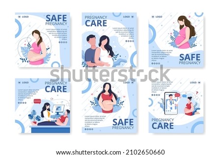 Pregnant Lady or Mother Post Health care Template Flat Design Illustration Editable of Square Background for Social media or Greetings Card