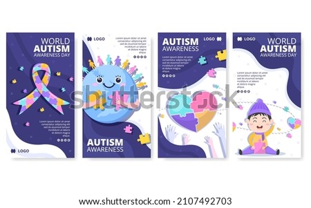 World Autism Awareness Day Stories Template Flat Illustration Editable of Square Background Suitable for Social media or Greetings Card
