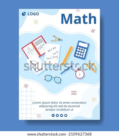 Learning Mathematics Education and Knowledge Poster Template Flat Illustration Editable of Square Background Suitable for Social Media or Web
