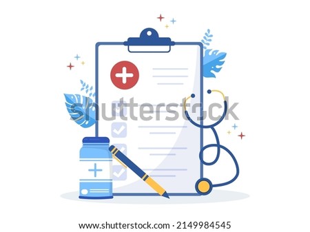 Hospital Medical Billing Service with Health Insurance Form for Hospitalization or Treatment on Cartoon Background Illustration