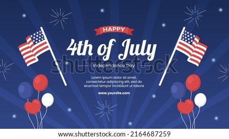 4th of July Happy Independence Day USA Vertical Social Media Template Vector Cartoon Background Illustration