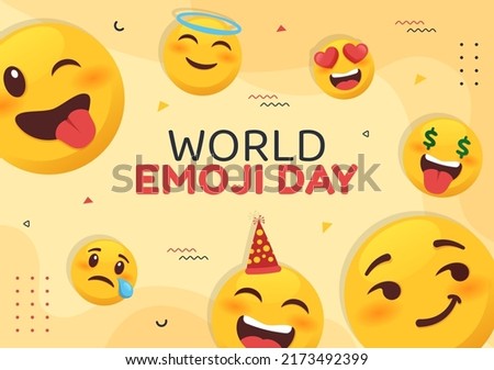 World Emosion Day Social Media Template Flat Cartoon Background Vector Illustration