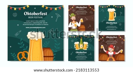Oktoberfest Beer Festival Social Media Post Template Cartoon Background Vector Illustration