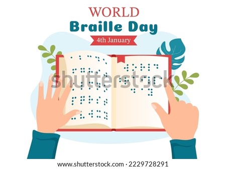 World Braille Day on 4th of January with Text by Alphabet for Means of Communication in Flat Cartoon Hand Drawn Templates Illustration