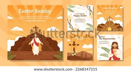 Happy Easter Sunday Day Social Media Post Flat Cartoon Hand Drawn Templates Background Illustration