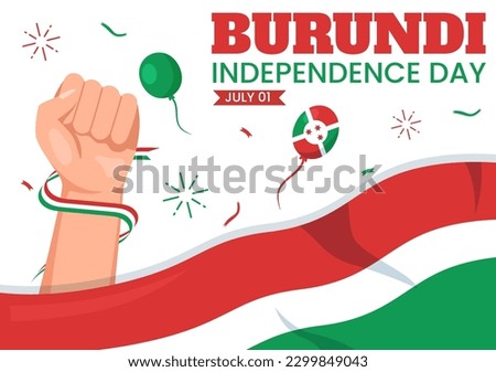 Burundi Independence Day on 1 July Vector Illustration with Flag Ribbon in National Holiday Flat Cartoon Hand Drawn Landing Page Templates