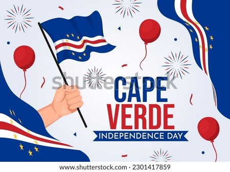 Happy Cape Verde Independence Day Vector Illustration with Waving Flag in Happy Holiday on July 5 Flat Cartoon Hand Drawn Landing Page Templates