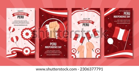 Peru Independence Day Social Media Stories Illustration Cartoon Hand Drawn Templates Background