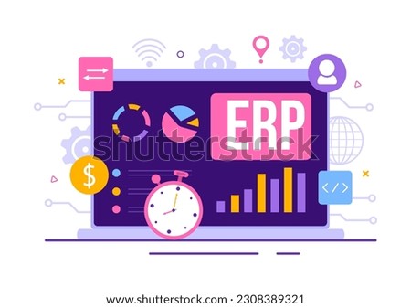 ERP Enterprise Resource Planning System Vector Illustration with Business Integration, Productivity and Company Enhancement in Hand Drawn Templates