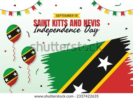Happy Independence Day Saint Kitts and Nevis Vector Illustration with Country Flag Background in Flat Cartoon Hand Drawn Landing Page Templates