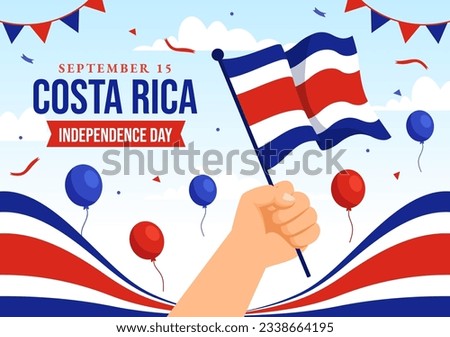 Happy Independence Day of Costa Rica Vector Illustration on September 15 with Waving Flag Background and Confetti in Hand Drawn Templates