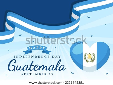 Guatemala Independence Day Vector Illustration on September 15 with Waving Flag Background in National Holiday Flat Cartoon Hand Drawn Templates