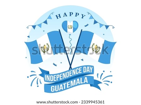 Guatemala Independence Day Vector Illustration on September 15 with Waving Flag Background in National Holiday Flat Cartoon Hand Drawn Templates