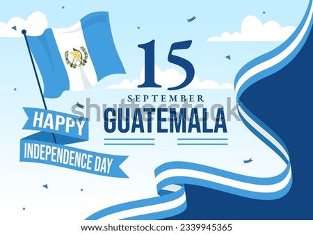 Guatemala Independence Day Vector Illustration on September 15 with Waving Flag Background in National Holiday Flat Cartoon Hand Drawn Templates