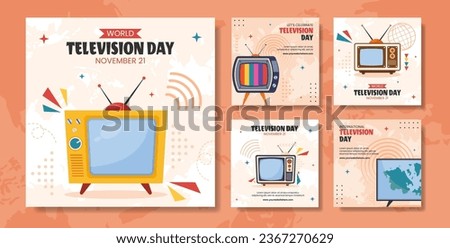 Television Day Social Media Post Flat Cartoon Hand Drawn Templates Background Illustration