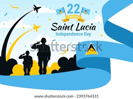 Saint Lucia Independence Day Vector Illustration on February 22 with Waving Flag in National Holiday Celebration Flat Cartoon Background Design
