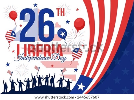 Happy Liberia Independence Day Vector Illustration on July 26 with Waving flag and Ribbon in National Holiday Flat Cartoon Background Design