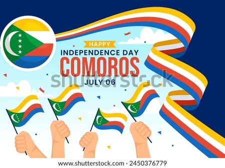 Happy Comoros Independence Day Vector Illustration on 6 July with Comorian Waving Flag in National Holiday Flat Cartoon Background Design
