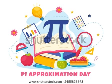 Pi Approximation Day Vector Illustration on July 22 with Mathematical Constants, Greek Letters or Baked Sweet Pie in Flat Cartoon Background