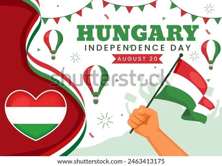 Happy Hungary Independence Day Vector Illustration featuring the Hungarian Waving Flag Background for National Holiday Flat Style Cartoon Background