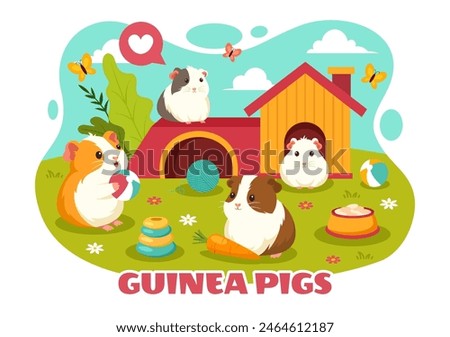 Guinea Pig Vector Illustration Featuring Various Hamster Breeds in Green Fields in a Flat Cute kids Cartoon Style Background Design