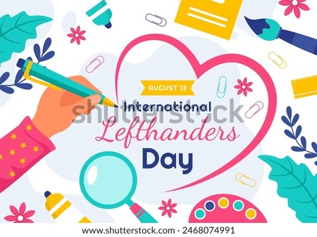 Happy Left Handers Day Celebration Vector Illustration with Raising Awareness of Pride in Being Left Handed in Flat Style Cartoon Background