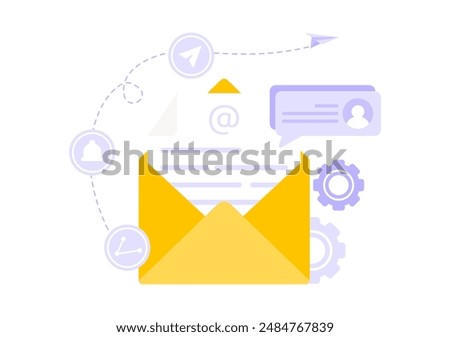 Email Service Vector Illustration with File Correspondence Delivery, Electronic Mail Messaging, and Business Marketing in a Flat Cartoon Background