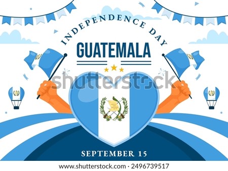 Happy Guatemala Independence Day Vector Illustration for September 15 with a Waving Flag and Ribbon in a Flat Style Cartoon Background