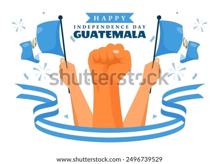 Happy Guatemala Independence Day Vector Illustration for September 15 with a Waving Flag and Ribbon in a Flat Style Cartoon Background