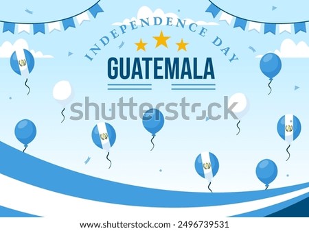 Happy Guatemala Independence Day Vector Illustration for September 15 with a Waving Flag and Ribbon in a Flat Style Cartoon Background