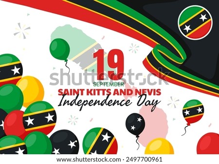 Happy Independence Day Saint Kitts and Nevis Vector illustration Celebrating September 19 with a Waving Country Flag in a Flat Cartoon Background