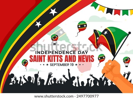 Happy Independence Day Saint Kitts and Nevis Vector illustration Celebrating September 19 with a Waving Country Flag in a Flat Cartoon Background