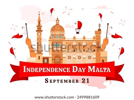 Happy Independence Day of Malta Vector Illustration Celebrating 21st September with a Waving Flag in a National Holiday Flat Style Cartoon Background