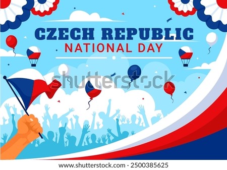 Happy Czech Republic National Day Vector Illustration on September 28th with a Waving Flag in Celebrations and Festivals Flat Style Cartoon Background