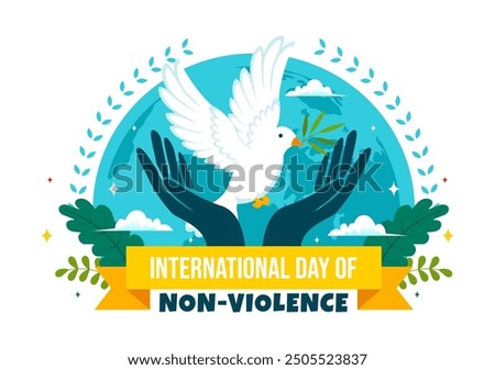 International Day of Non-Violence Vector Illustration on October 2nd, a culture of peace, tolerance, and understanding in a Flat Design Background