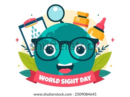 World Sight Day Vector Illustration for 10 October, featuring Vision Inspection, Blindness, and Visual Impairment in a Flat Style Cartoon Background