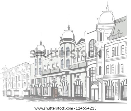 Series of sketches of beautiful old city views