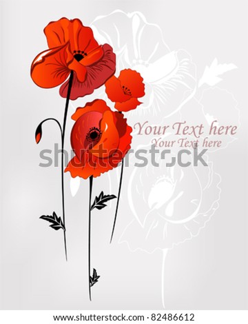 Elegant background with red poppies